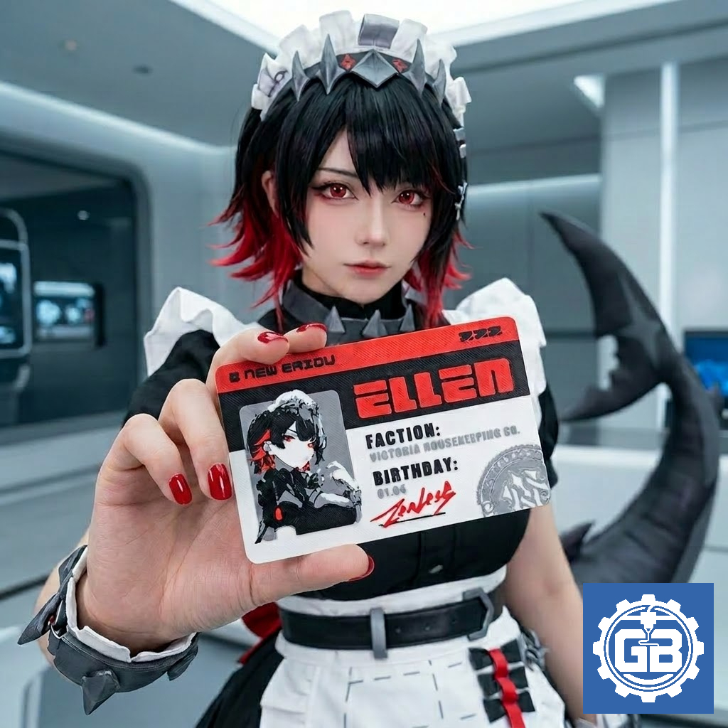 Thẻ Ellen Joe Identity card in 3D game Zenless Zone Zero cosplay sưu tầm trưng bày