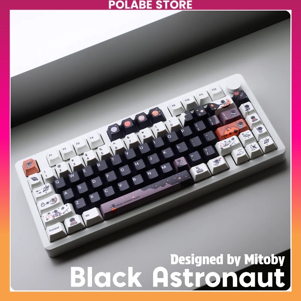 Keycap Black Astronaut V2 Bàn Phím Cơ - Keycap PBT Dyesub Cherry Profile 60 65 75 TKL Gaming Polabe