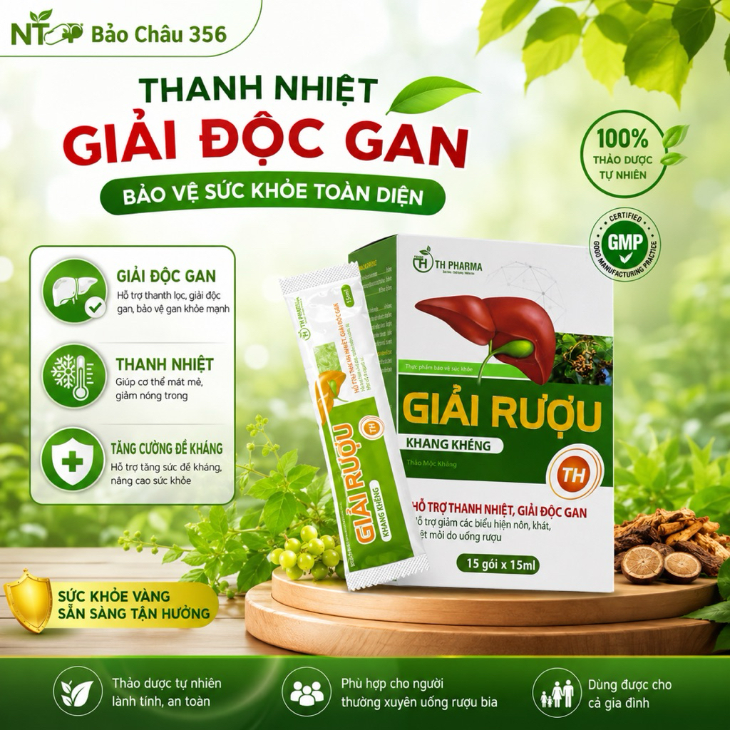Gói uống hỗ trợ giải rượu bia TH Pharma , hộp 15 gói