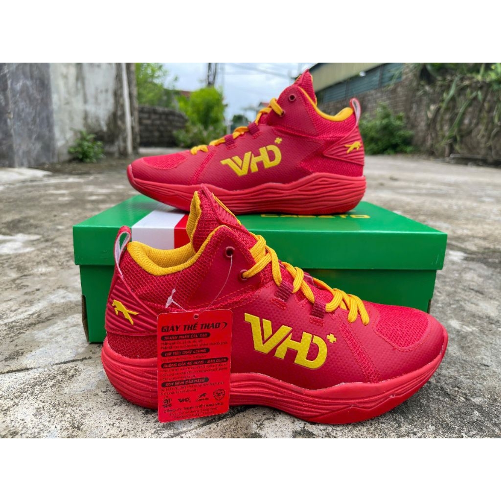 GIÀY BÓNG CHUYỀN VHD CHUKCHI ĐỎ LỬA F2 (Tặng kèm tất, cặp dây giày thay thế) Cao Su Sneaker Sport