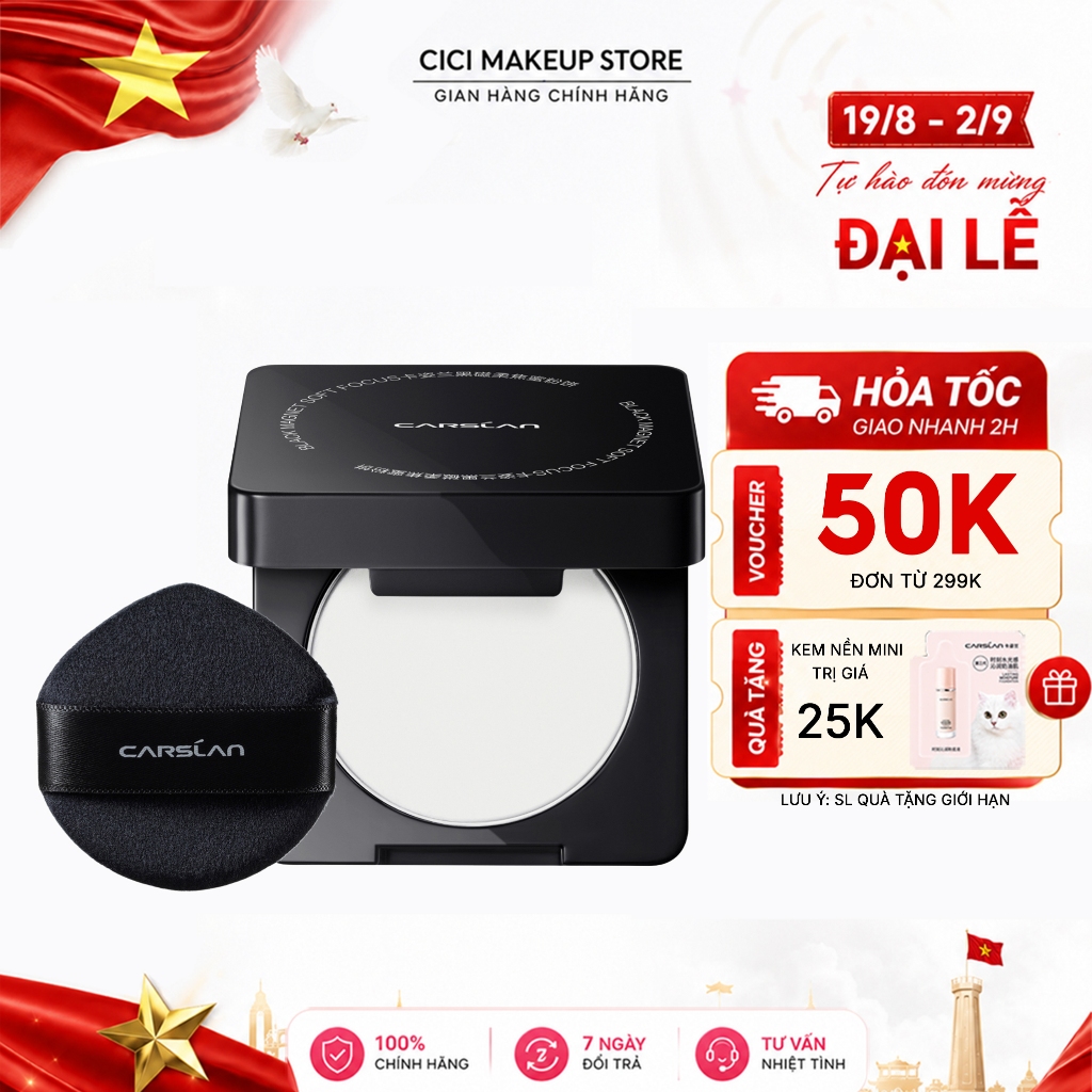 CARSLAN Phấn Nén kiềm dầu CARSLAN chống nước ngăn bóng dầu lâu trôi mini 1g