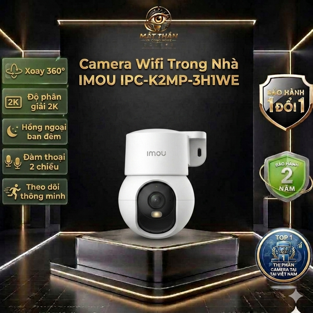 Camera Wifi trong nhà iMOU IPC-K2MP-3H1WE [Ranger Mini 3MP] Quay quét 360, 3MP 2K QHD, WiFi 6, tích 