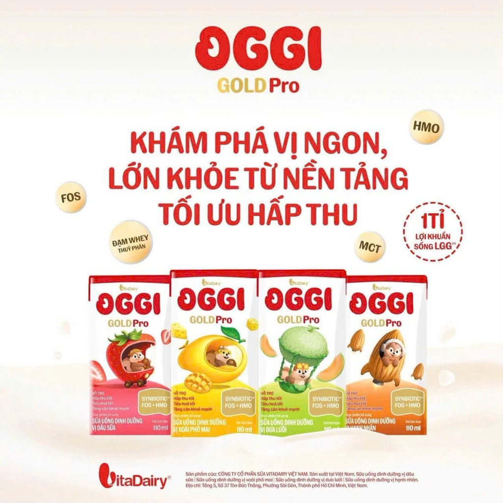 [ Vitadairy ] Sữa uống dinh dưỡng OGGI trái cây mới ( thùng 24 hộp )