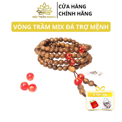 Vòng Tay Trầm Hương 108 Hạt Đính Đá Ngũ Sắc Trợ Mệnh Umani (Không Chặn Bạc) - Đá Mã Não Theo Mệnh | Mộc Trầm Hương MTH