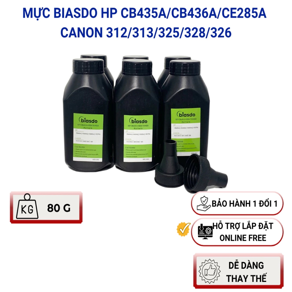 Mực biasdo HP CB435A/CB436A/CE285A/CE278A , CANON 312/313/325/328/326 80G