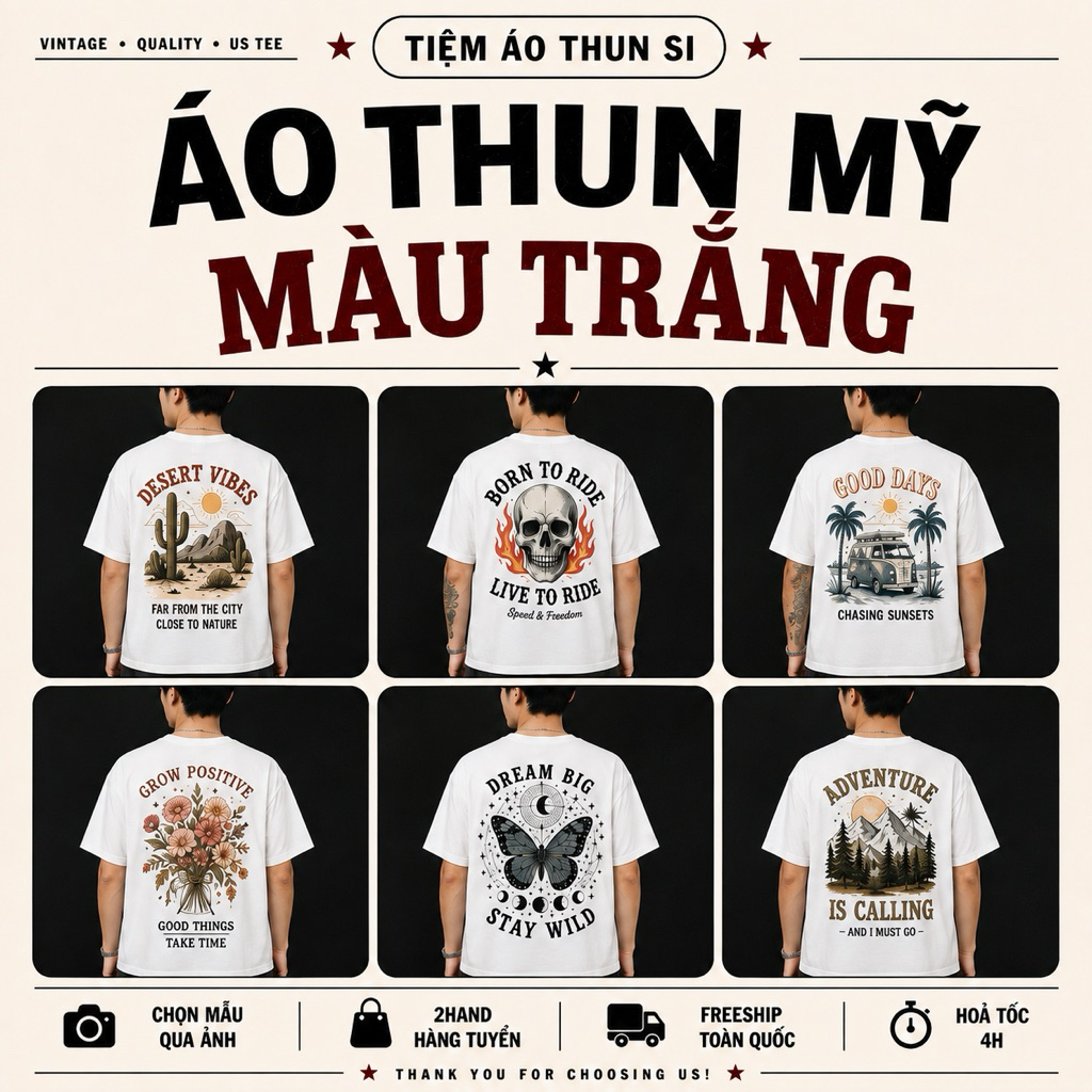 [ÁO TRẮNG-1] ÁO THUN MỸ UNISEX NAM NỮ 2HAND LOẠI 1, ÁO THUN MỸ TRẮNG (quyensi)