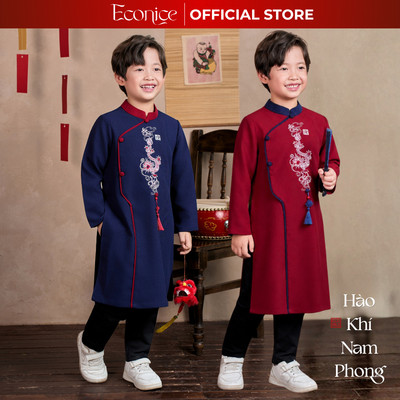 Áo dài tết cách tân cho bé trai, bé gái Econice 2026. Size trẻ em 4, 5, 6, 7, 8, 9, 10, 11, 12 tuổi