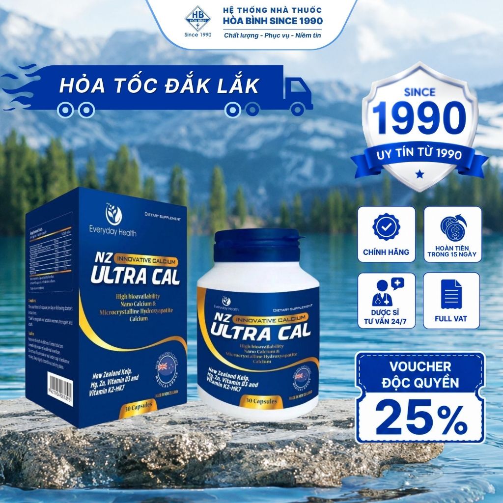 [HOẢ TỐC ĐẮK LẮK] Viên Canxi NANO NZ-ULTRA CAL Hỗ Trợ Người Bị Loãng Xương Giúp Xương Chắc Khỏe