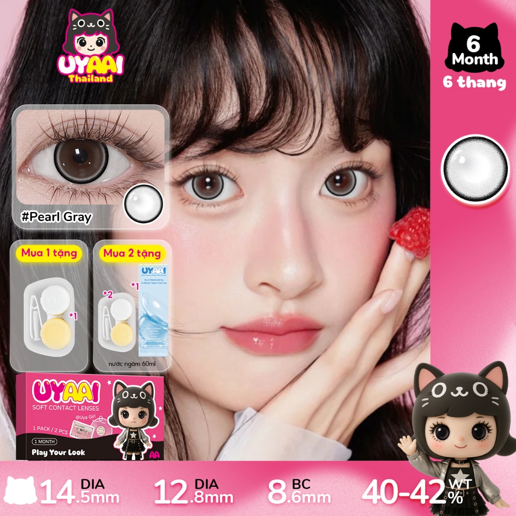 UYAAI Eyes Lens cận xám Kính áp tròng lens Mắt xám devil eyes lens Pearl Gray…