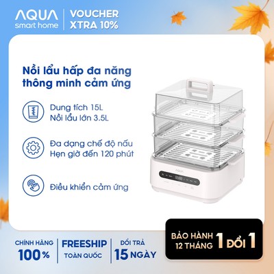 Nồi lẩu hấp đa năng AQUA ES101 15L, nồi 3 tầng, điều khiển cảm ứng, hẹn giờ 120 phút, 6 chế độ