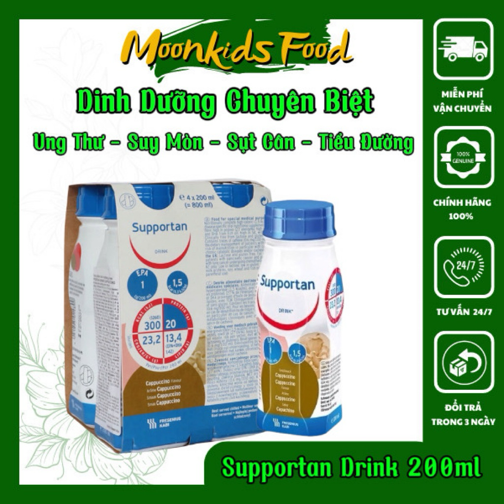 [Date Mới] Sữa Supportan Drink Vị Capuchino 4 Chai 200ml Dinh Dưỡng Cho Người Ung Thu, Suy Nhược, Sụ