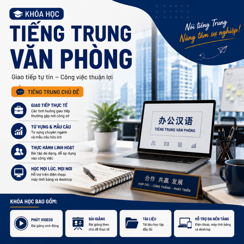 [ E-voucher] Khóa học Tiếng Trung Văn Phòng - Nhắn shop để lấy mã