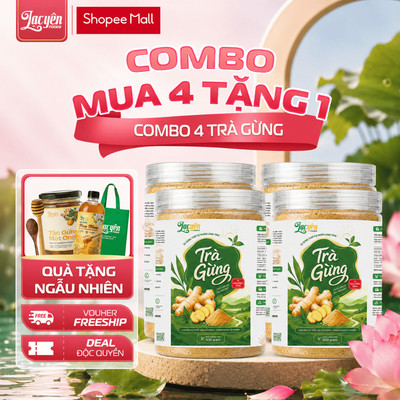 Combo 4 Hũ Trà Gừng Lạc Yên Foods Ấm Họng Và Cơ Thể Kèm Quà Tặng Hấp Dẫn