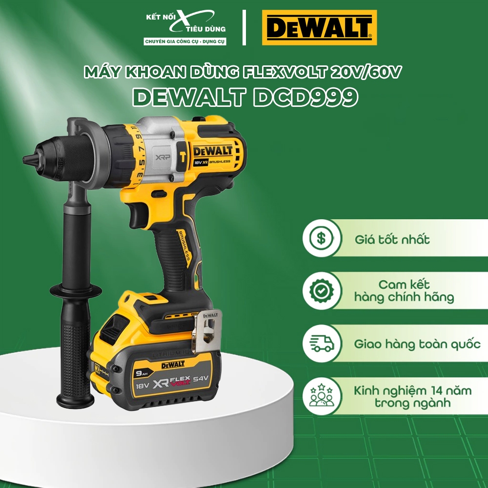 Máy khoan dùng FlexVolt 20V/60V Dewalt DCD999N - DCD999T1 - DCD999X1 (DCD999 Momen xoán 126Nm) Kết N