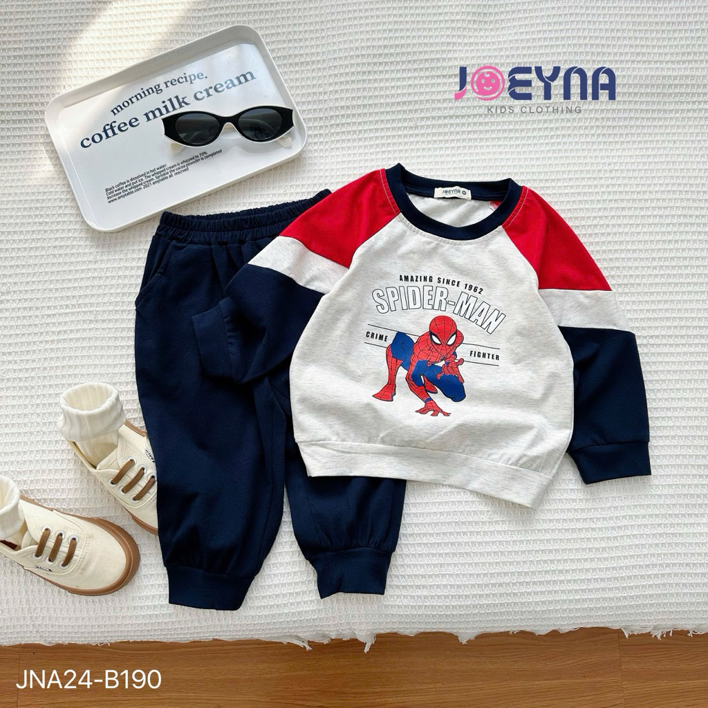 Joeyna bộ siêu nhân nhện dài tay cotton cho bé