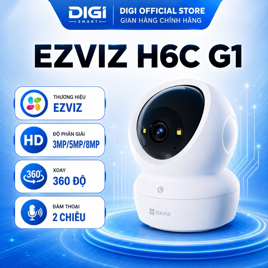 Camera Wifi EZVIZ H6C G1 3MP/5MP/8MP,H6C Pro, Xoay 360 Độ, Theo Dõi, Đàm Thoại 2 Chiều