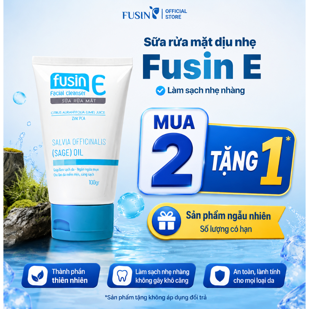 Sữa rửa mặt Fusin E dành cho da dầu mụn, dịu nhẹ lành tính, hỗ trợ Làm sáng da
