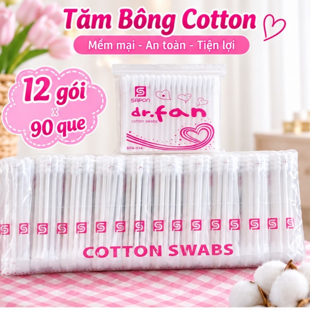 🩷SET 12 GÓI  TĂM BÔNG COTTON DR.FAN