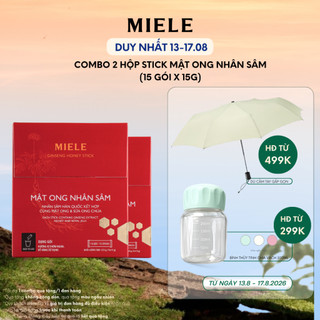 Combo 2 Hộp Stick 15 Gói Mật Ong Nhân Sâm Miele 15g Tiện Lợi