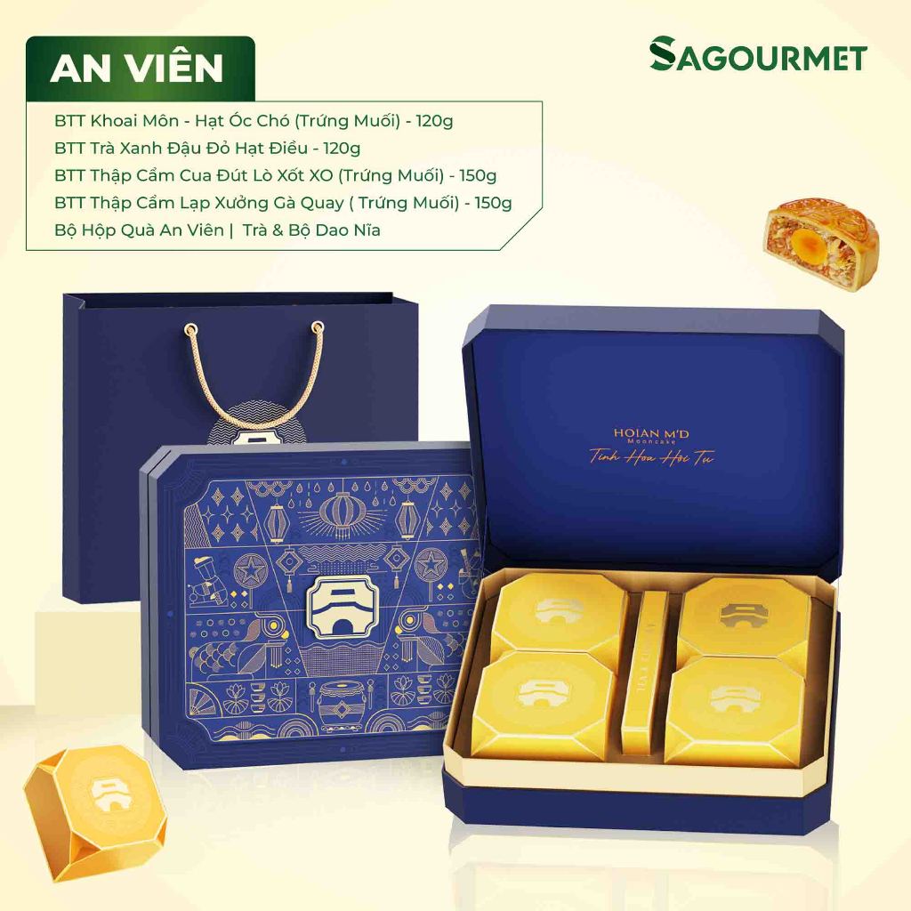 Bộ Hộp Quà Bánh Trung Thu An Viên 4B Hội An Mooncake - Sagourmet - Tinh Hoa Nghệ Thuật Mùa Trăng