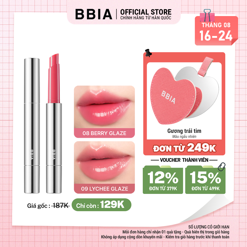 Son bút dưỡng bóng mỏng nhẹ, căng mọng BBIA Over Glaze Stick 1.7g