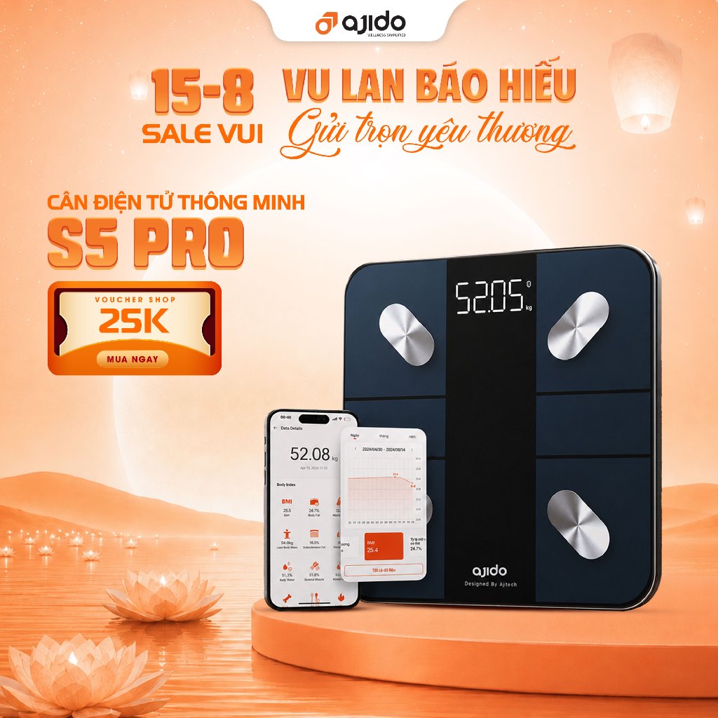 Cân Sức Khỏe Điện Tử Thông Minh AJIDO S5 PRO Phân Tích Inbody Đo 20 Chỉ Số Cơ Thể, Kết Nối Bluetooth