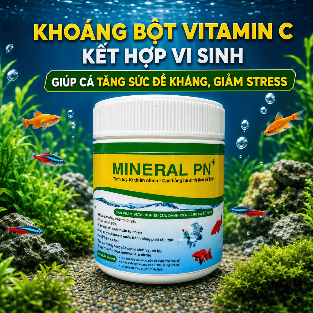 Khoáng bột 500g Vitamin C kết hợp vi sinh bột cho bể cá PN Mineral