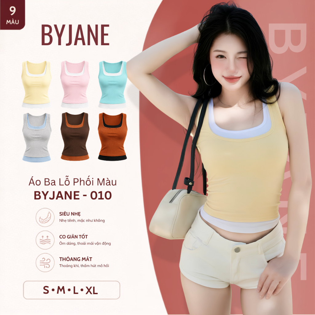 [MÀU MỚI] Áo Balo Nữ Phối Màu BYJANE, Áo Tanktop Ôm Body Co Giãn Tôn Dáng Hot Trend - 010