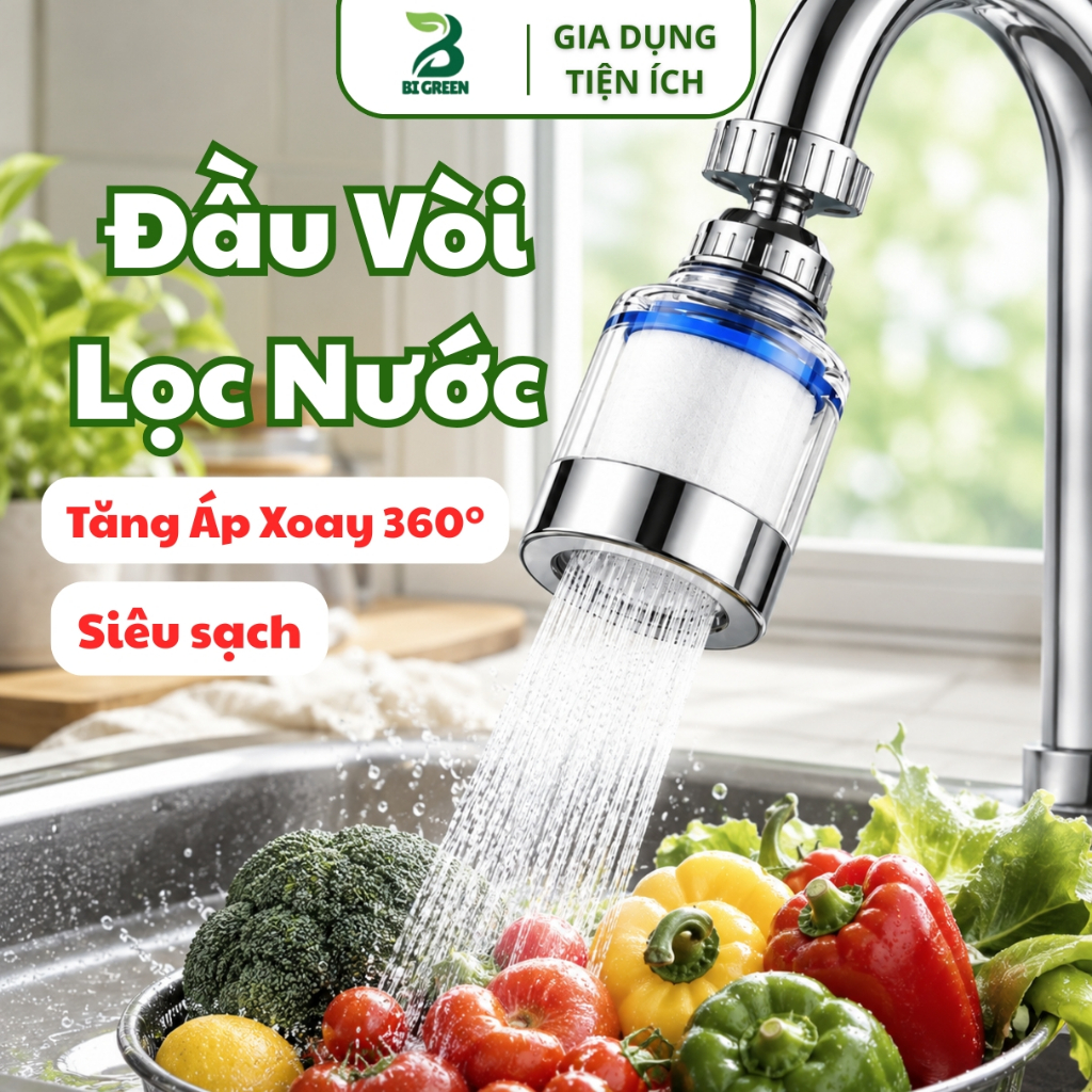 Đầu Lọc Nước Vòi Rửa Bigreen, Bộ Lọc Nước Đa Năng Lọc Cặn Bẩn Tiện Dụng Cho Gia Đình Bigreen VN
