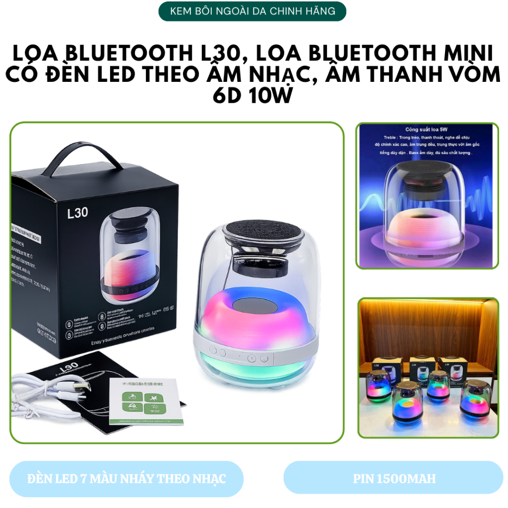 [L30] Loa Bluetooth L30 Âm Thanh Sống Động Kết Nối Không Dây Thiết Kế Nhỏ Gọn Nghe Nhạc Mọi Lúc Mọi 