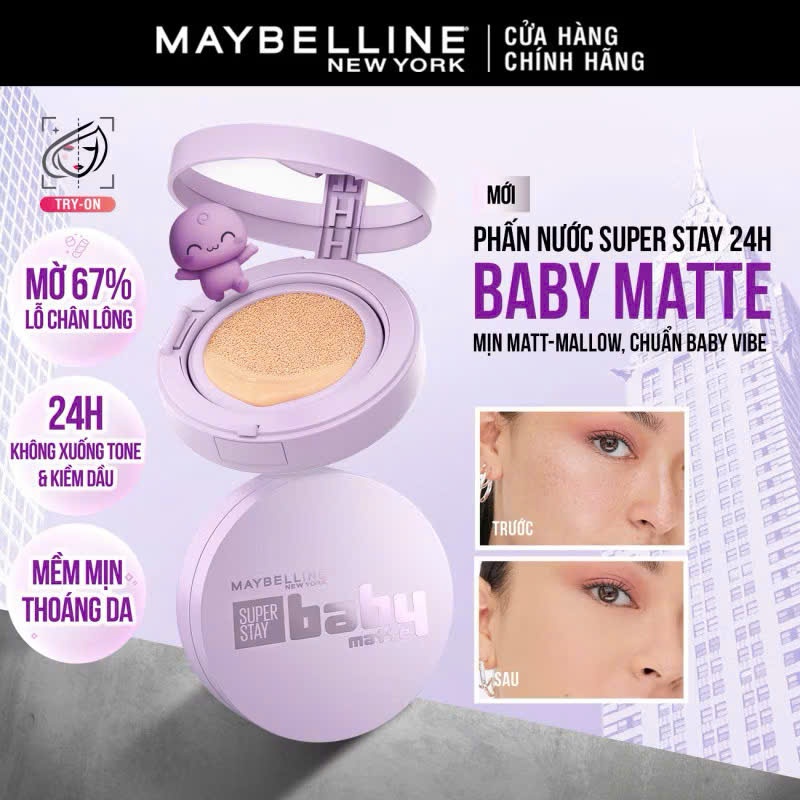 Cushion MAYBELLINE super stay mỏng nhẹ tự nhiên độ che phủ cao | NHÍM HOUSE