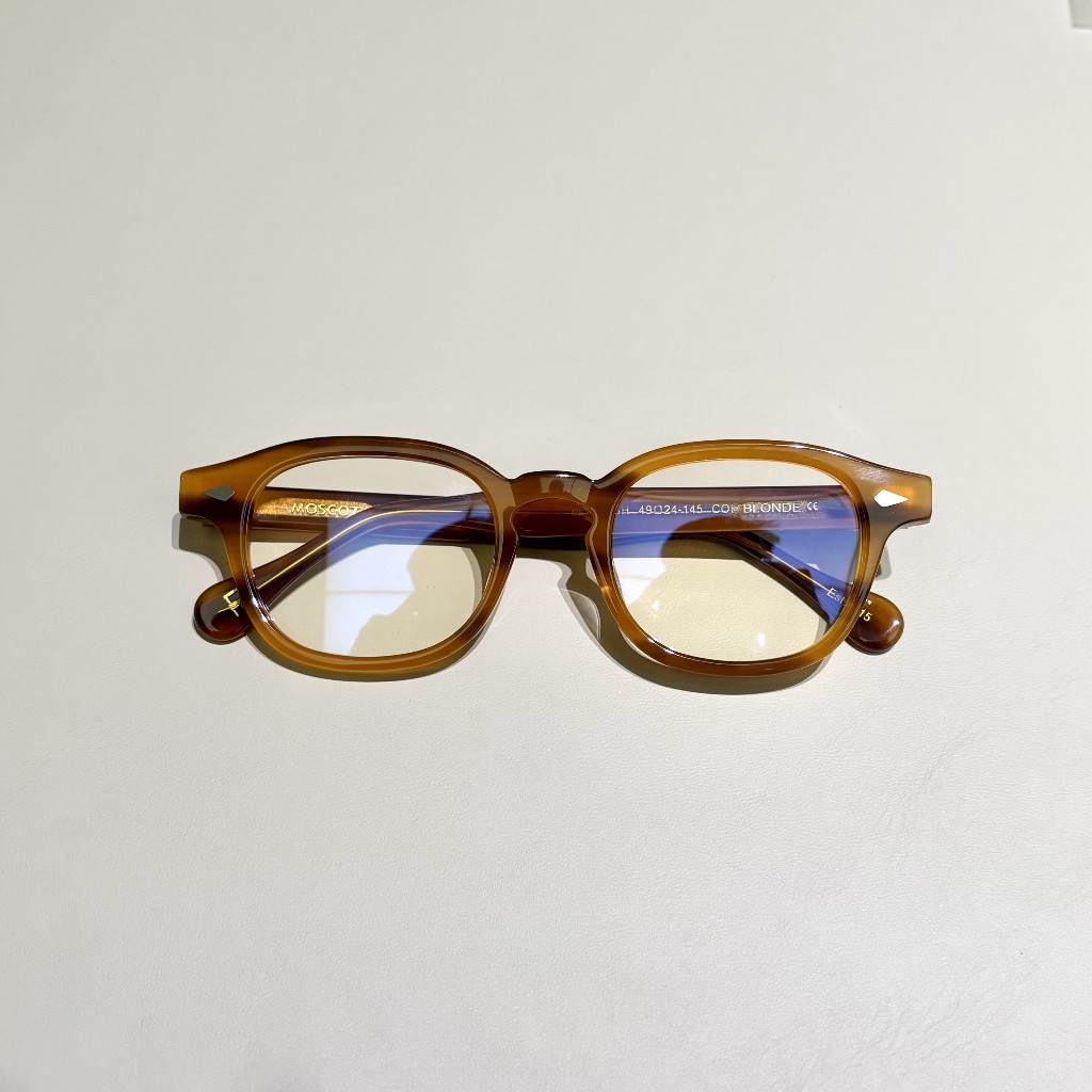 Gọng kính Moscot Lemtosh 49 Col.Blonde dáng soft square chữ khắc - acetate - size 49-24-145 - Fusuma