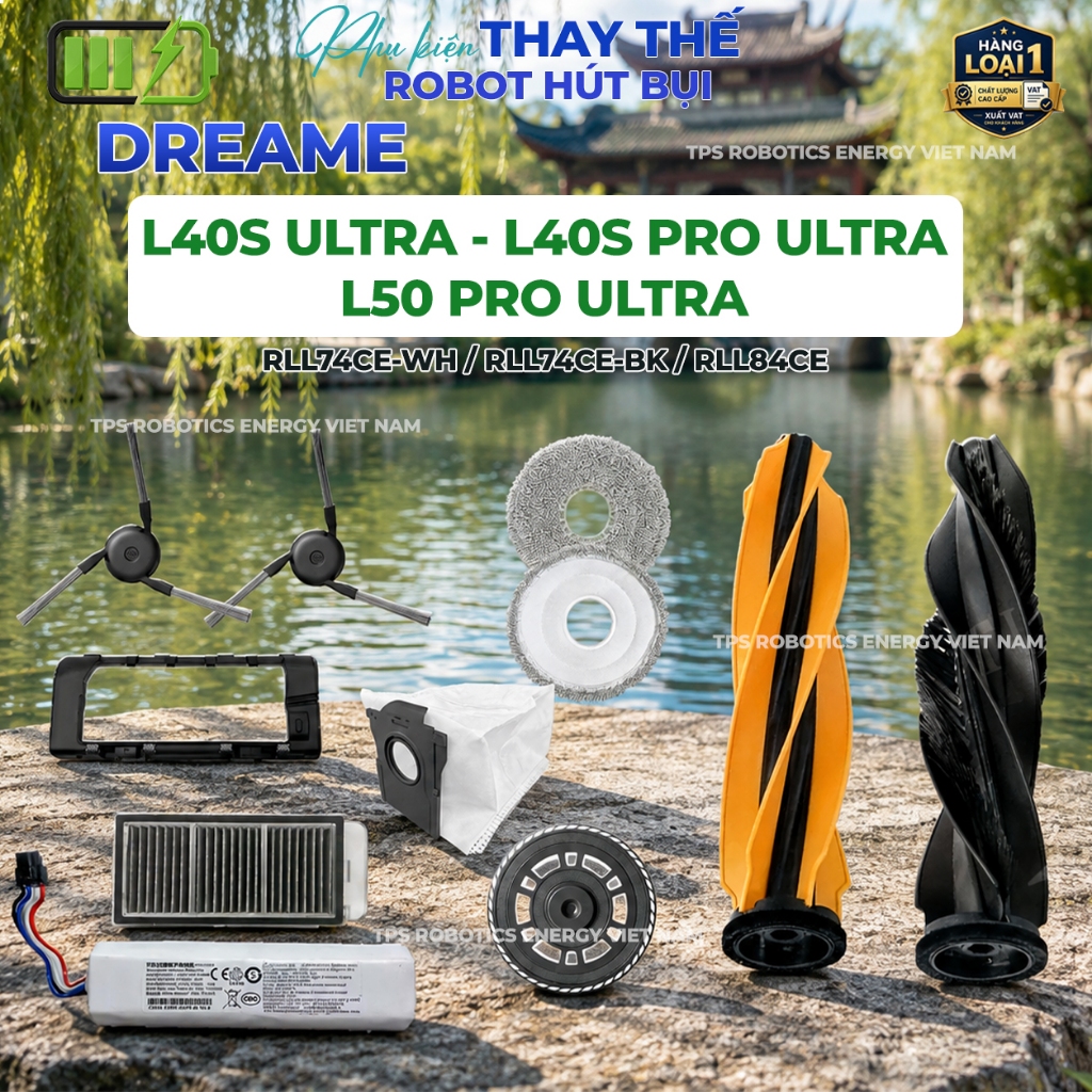 PHỤ KIỆN ROBOT HÚT BỤI DREAME L40S ULTRA/L40S PRO LTRA/L50 PRO ULTRA - CHỔI, KHĂN LAU, TẤM LỌC, TÚI 