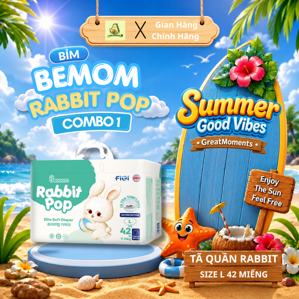 Bỉm quần Bemom Rabbit Pop Chính Hãng size L 42 miếng