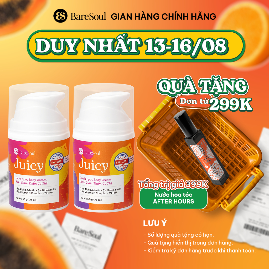 COMBO 2 Kem làm sáng, giảm thâm cơ thể BareSoul Juicy 50gx2