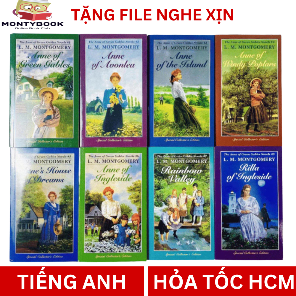 Sách - Anne of Green Gables 8 cuốn, Anne tóc đỏ trọn bộ 8 cuốn tặng file nghe