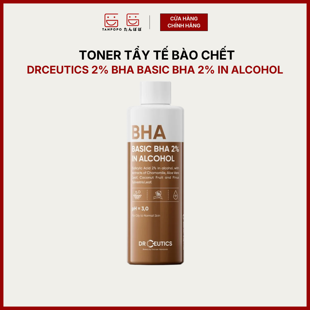 Nước Cân Bằng Tẩy Tế Bào Chết DrCeutics 2% BHA Basic BHA 2% In Alcohol 100ml