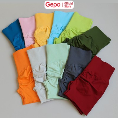 GEPO Quần Short Đùi Tập Gym Cạp Cao Tôn Dáng Có Chun Bản Nâng Cấp 10% Elastane GP129