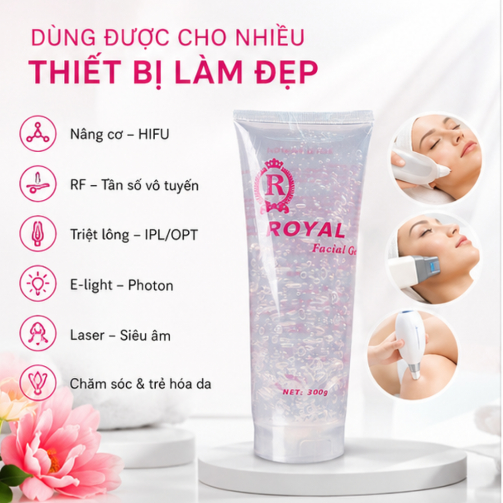 Gel Lạnh Royal Dẫn Truyền RF Hifu Triệt Lông, Gel Dùng Cho Máy Nâng Cơ, Máy RF, Spa Thẩm Mỹ