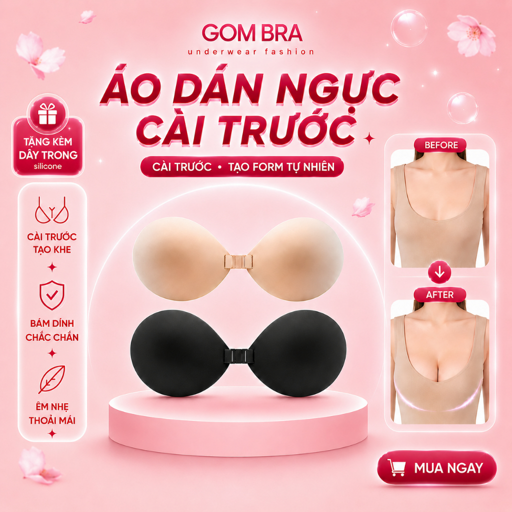 Miếng Dán Vòng 1 Cài Trước Gom Bra Nâng Đẩy Gom Quả Tạo Khe Tự Nhiên, Keo Dính…