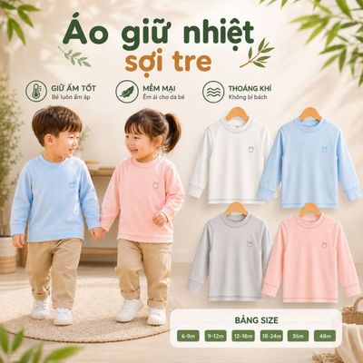 Áo giữ nhiệt cho bé Ualarogo 6 tháng - 4 tuổi vải Sợi tre Bamboo mềm mại co giãn UR 0019