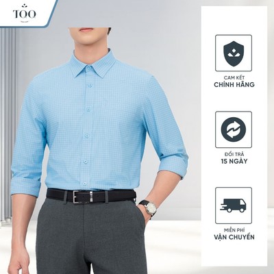 Áo Sơ Mi Không Nhăn Công Sở Dài Tay Regular TQQ Họa Tiết Kẻ Nhỏ Nam Tính Đi Gặp Đối Tác RK671CSB