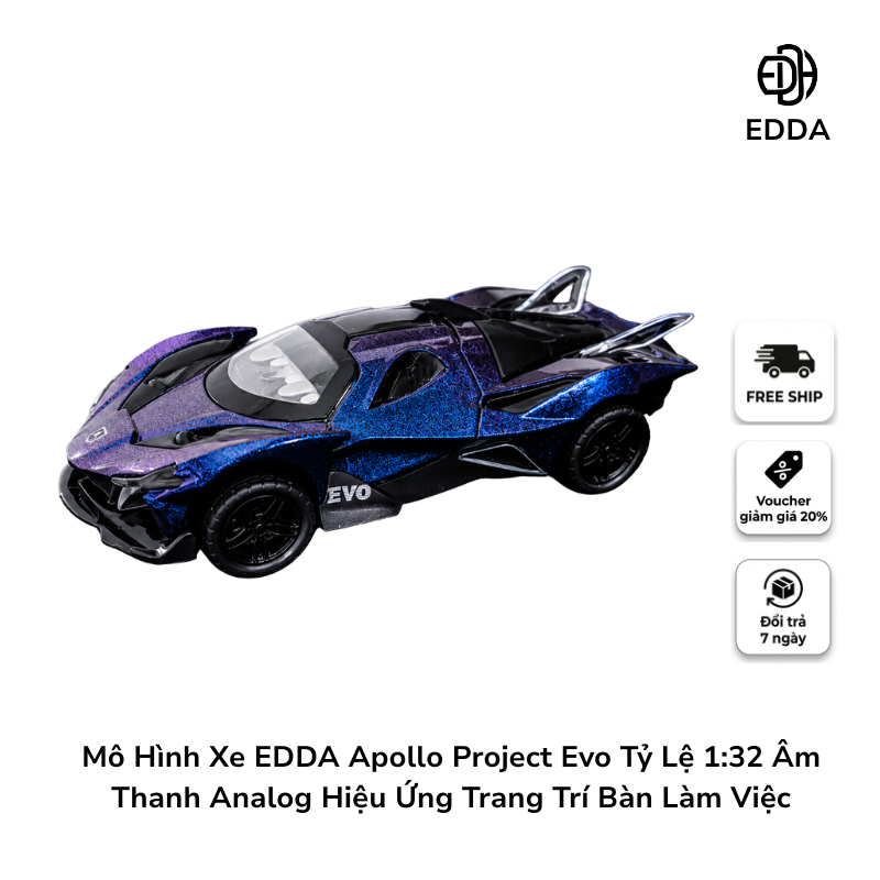 Mô Hình Xe Apollo Project Evo EDDA Tỷ Lệ 1:32 Mô Hình Đồ Chơi Âm Thanh Analog Tương Tác, Decor PC