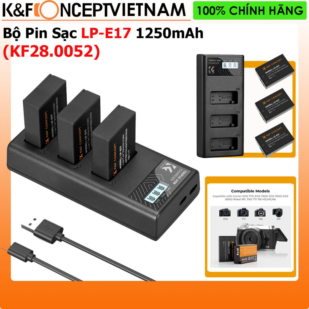 Bộ pin sạc K&F Concept LP-E17 (KF28.0052) 1250mAh