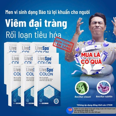 Combo 9 Hộp Bào tử lợi khuẩn LiveSpo Colon dùng cho Viêm Đại Tràng, Tiêu chảy, Táo bón(10 ống)