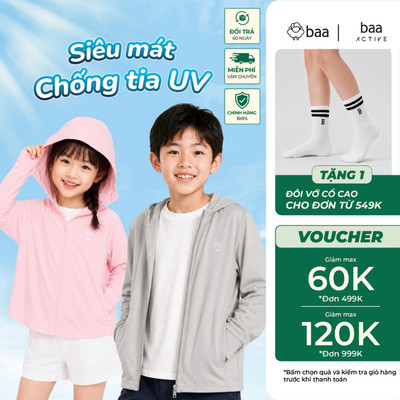 Áo khoác chống nắng cho bé có mũ siêu mát ultra cool chống UV, cản gió nhẹ 1- 10 tuổi Baa AK15D