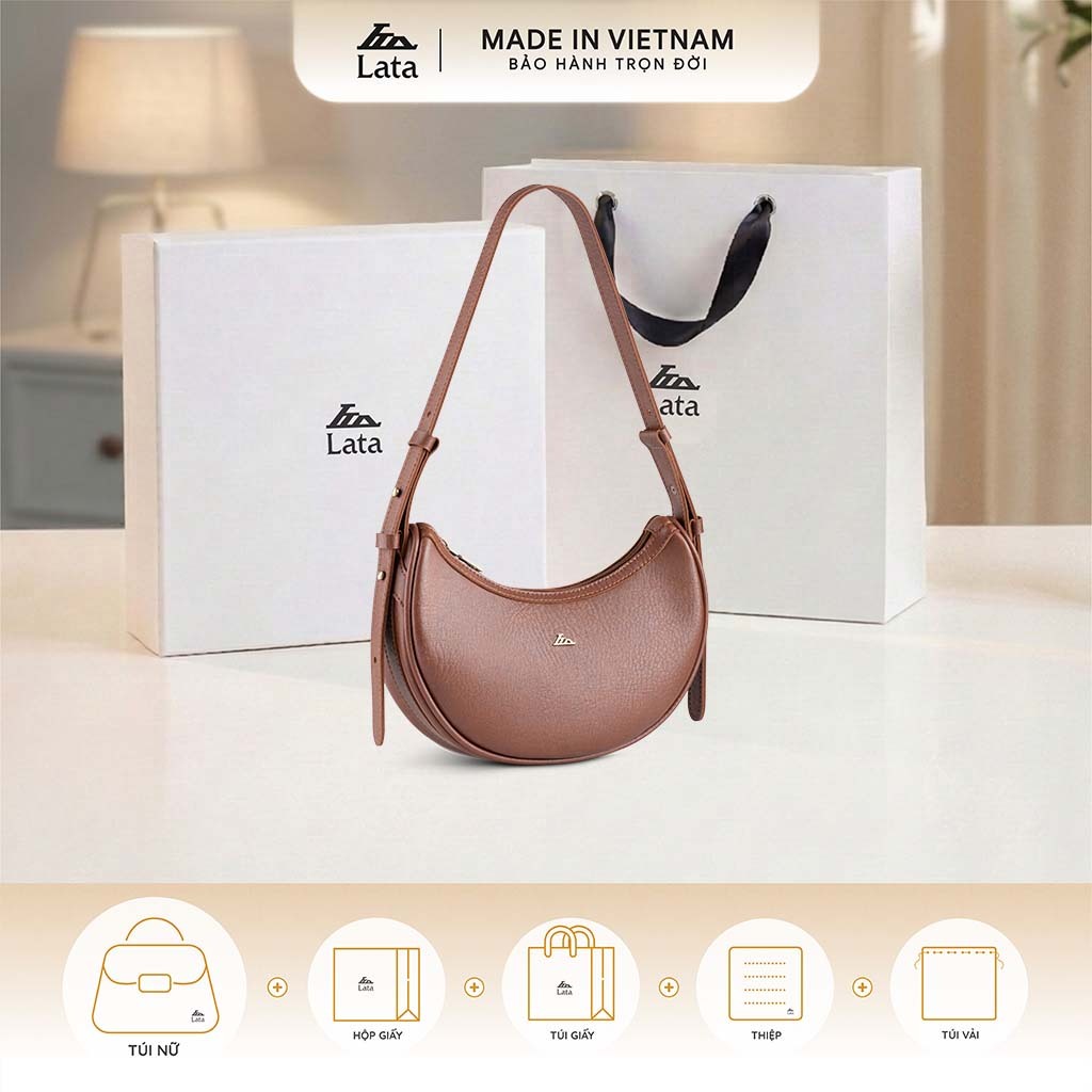 Bộ hộp quà trắng LATA (Túi đeo vai nữ LATA HN125 + Hộp quà HQ2T + Túi giấy TG2T + Túi rút BVR3838 + 
