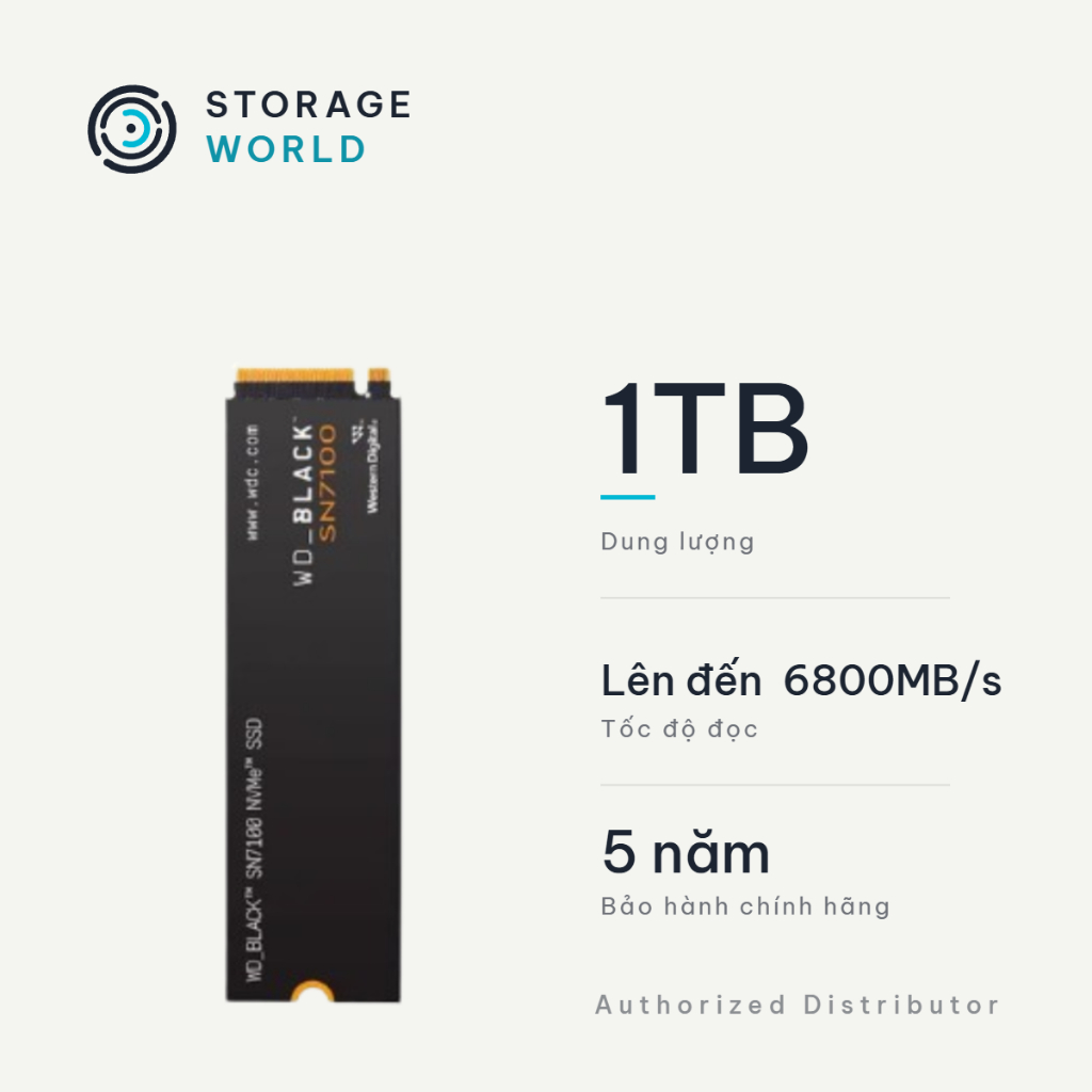 Ổ Cứng Gắn Trong SSD WD BLACK SN7100 1TB NVMe M.2 2280 PCIe Gen4x4 WDS100T4X0E Tốc Độ Đọc 7250MB/s G