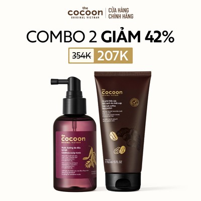 [MUA 2 GIẢM 42%] Combo Nước dưỡng da đầu bồ kết 140ml & Tẩy da chết mặt cà phê Đắk Lắk Cocoon 150ml