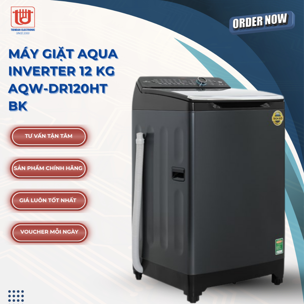 Aqua Máy giặt Inverter 12 kg AQW-DR120HT BK